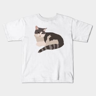 Gray and White Cat Kids T-Shirt